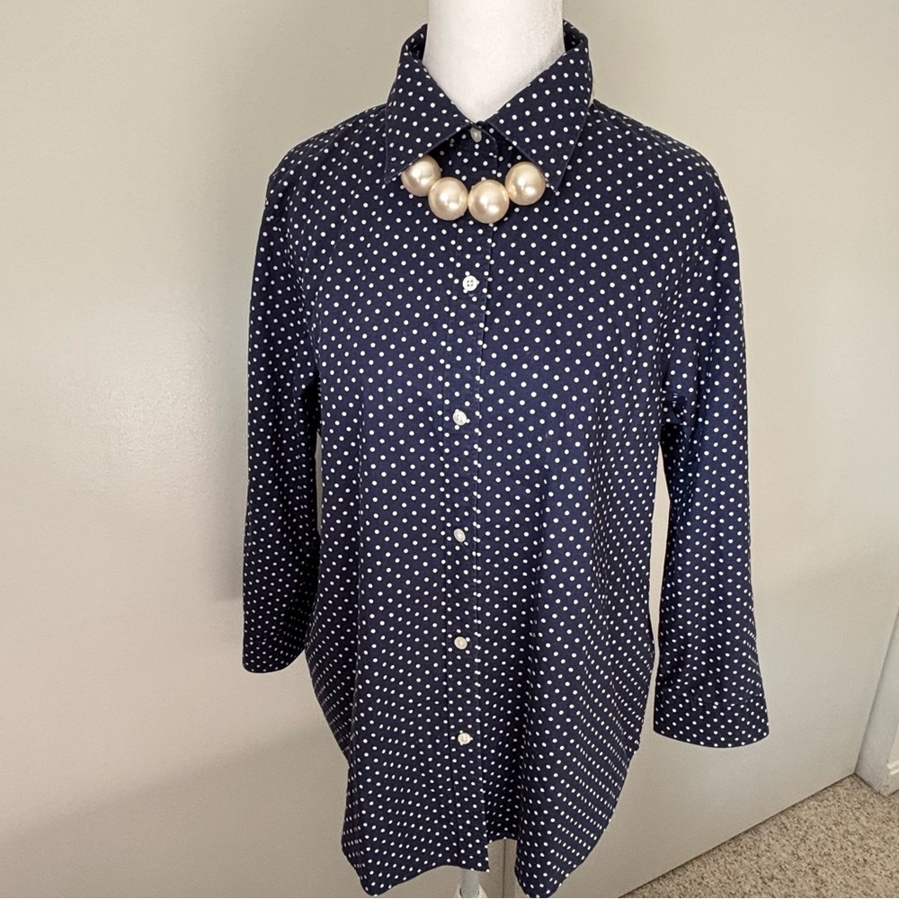 Ralph Lauren Navy Polka Dot Button Down Shirt